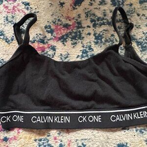 Calvin Klein CK One Black Cotton Unlined Bralette - Size Small